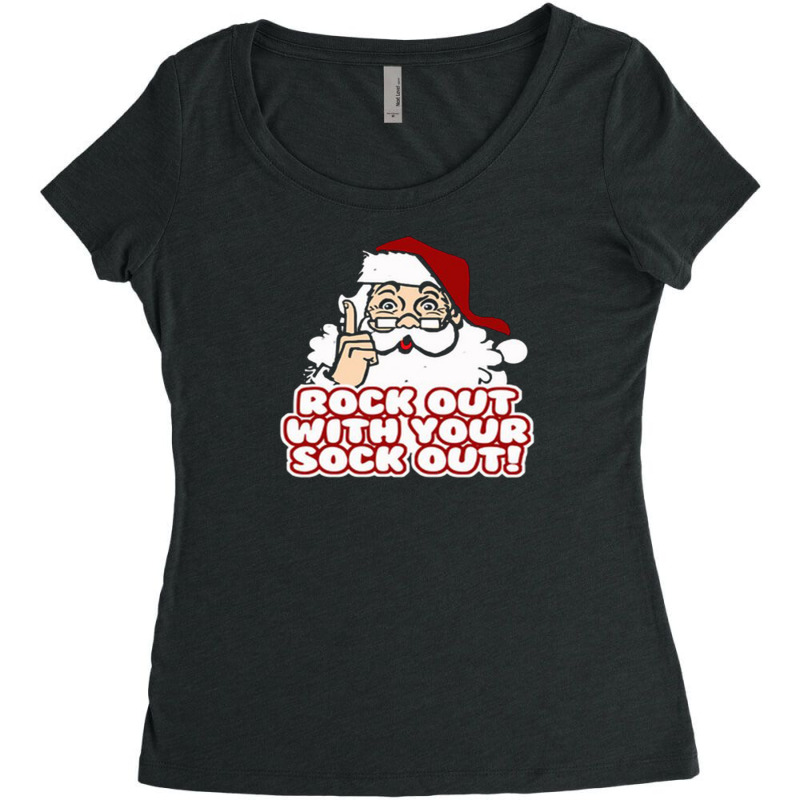 Rock Out With Your Sock Out Funny Christmas Santa Claus Women's Triblend Scoop T-shirt by Vishaka | Artistshot