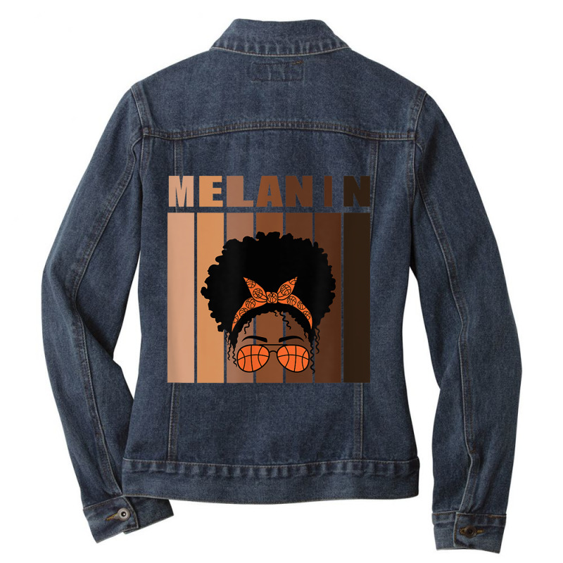 Black History Is American History For Basketball Black Woman T Shirt Ladies Denim Jacket by AaronRamel | Artistshot