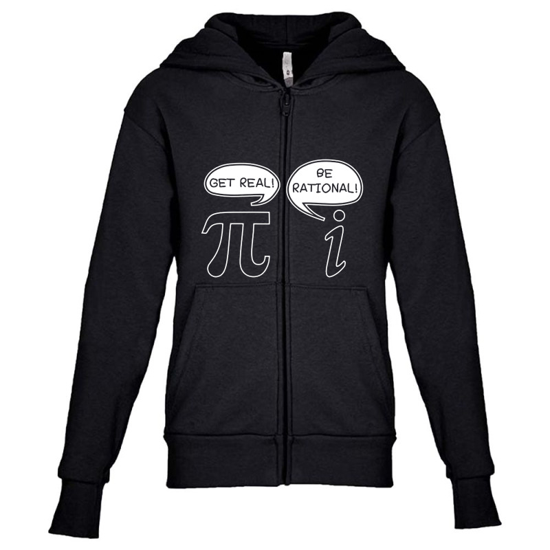 Get Real Be Rational Pi Funny Youth Zipper Hoodie by untitleddada | Artistshot