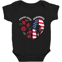 Peace Love Remember Red Poppy Flower Soldier Veteran Day T Shirt Baby Bodysuit | Artistshot