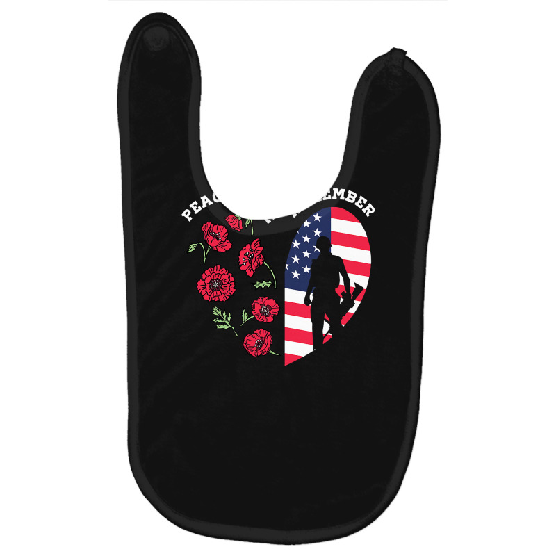 Peace Love Remember Red Poppy Flower Soldier Veteran Day T Shirt Baby Bibs | Artistshot