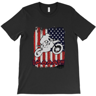 Sports - Dirtbike American Flag T-shirt Designed By Vickyhanggara2021