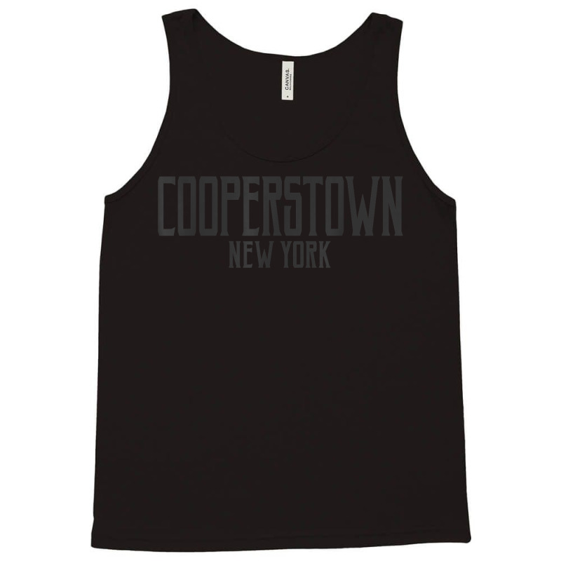 Cooperstown New York Vintage Text Black With Black Print T Shirt Tank Top by AaronRamel | Artistshot