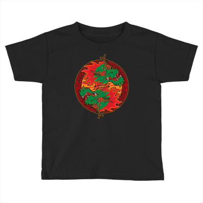 Ying Yang Head Dragon Toddler T-shirt Designed By Siti Art