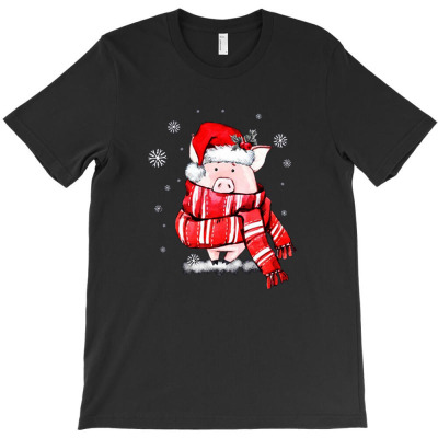 Pig Santa Christmas Animal Snow T-shirt Designed By Siti