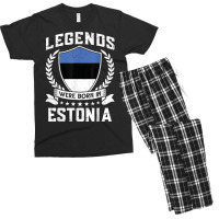 Vintage Design Estonian Flag Legends Were Born In Estonia T Shirt Men's T-shirt Pajama Set | Artistshot