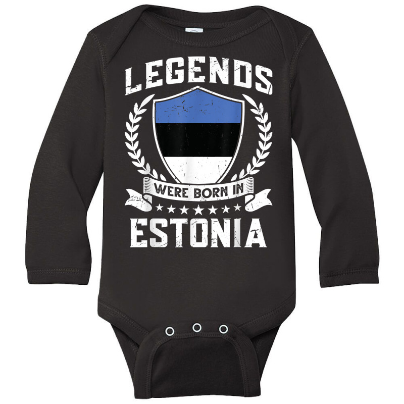 Vintage Design Estonian Flag Legends Were Born In Estonia T Shirt Long Sleeve Baby Bodysuit | Artistshot