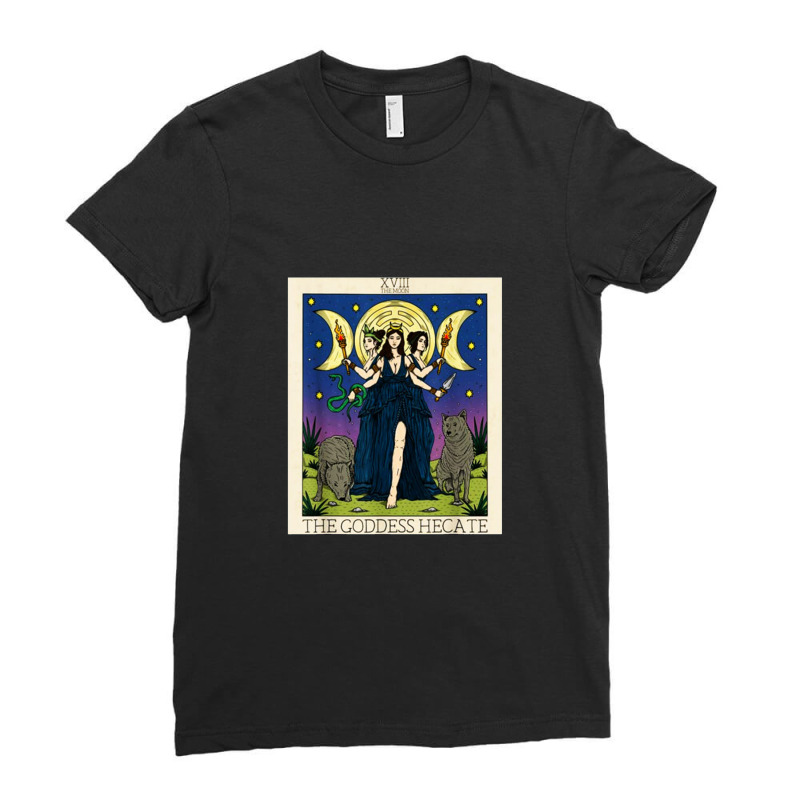 Hecate Triple Moon Goddess Hekate Wheel Witch Tarot Card 1 Ladies Fitted T-Shirt by gulatotal | Artistshot