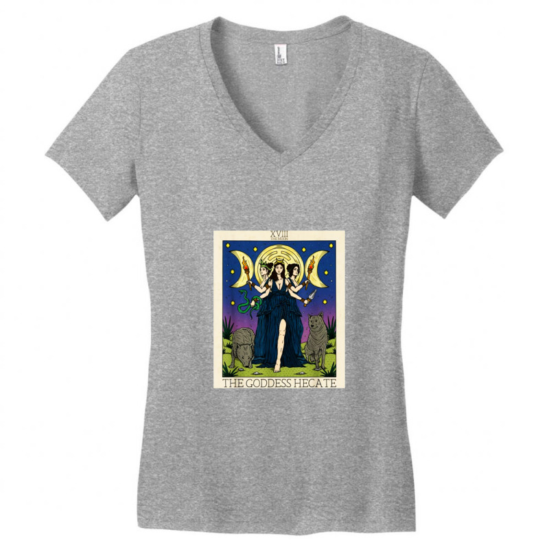 Hecate Triple Moon Goddess Hekate Wheel Witch Tarot Card 1 Women's V-Neck T-Shirt by gulatotal | Artistshot