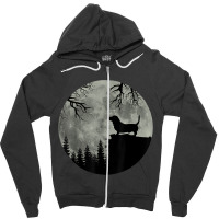 Baset Hound And Moon Halloween Spooky Dog Zipper Hoodie | Artistshot