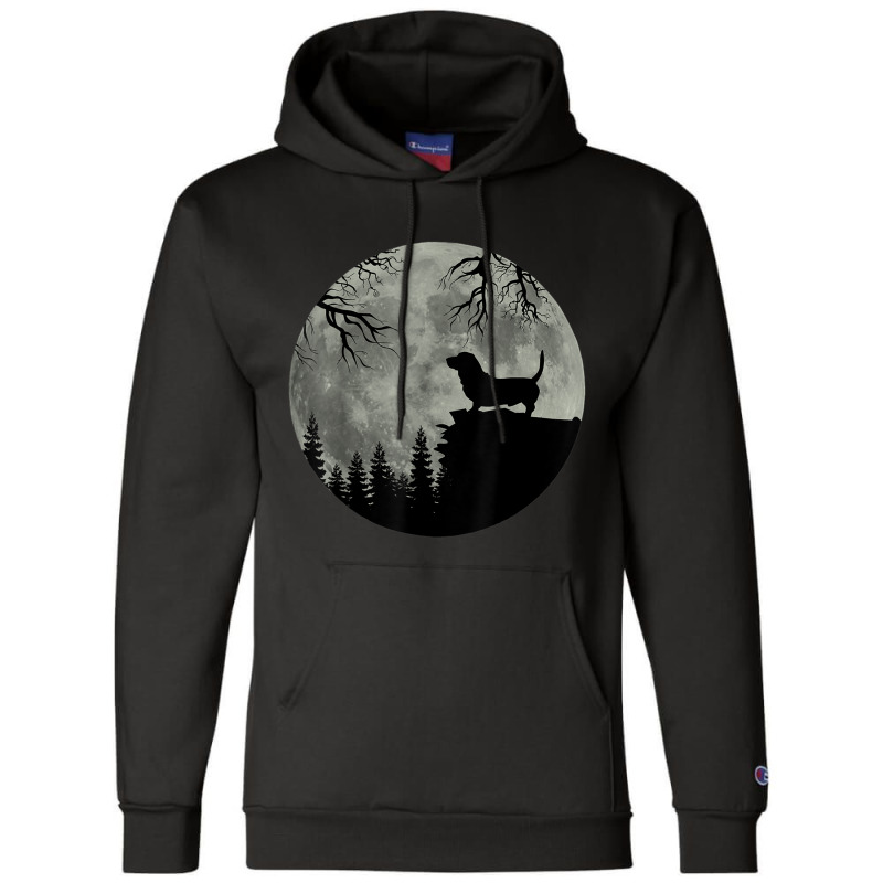 Baset Hound And Moon Halloween Spooky Dog Champion Hoodie | Artistshot