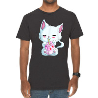 Cute Cat Strawberry Milk Shirt For Women Girls, Kawaii Neko T Shirt Vintage T-shirt | Artistshot