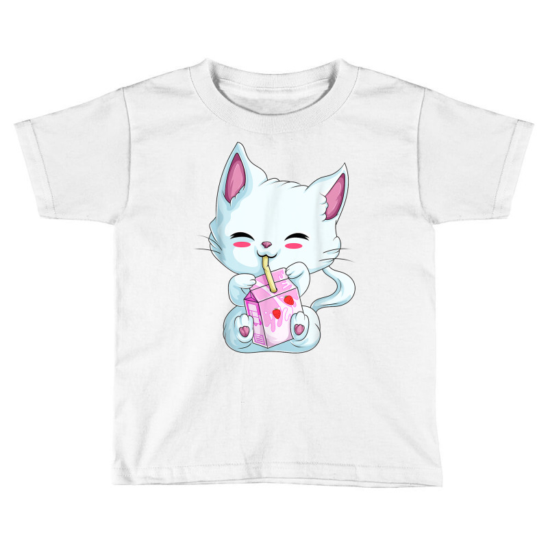 Cute Cat Strawberry Milk Shirt For Women Girls, Kawaii Neko T Shirt Toddler T-shirt by RoyalStore | Artistshot