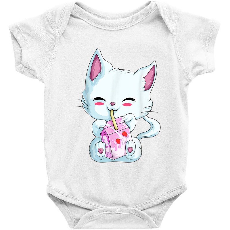 Cute Cat Strawberry Milk Shirt For Women Girls, Kawaii Neko T Shirt Baby Bodysuit by RoyalStore | Artistshot