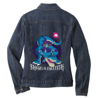 Brooms Are For Amateurs Witch Riding T-rex Halloween Premium T-shirt Ladies Denim Jacket | Artistshot