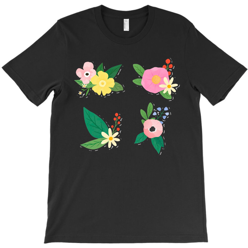 Colorful Floral Sticker Collection T-Shirt by annaponder | Artistshot