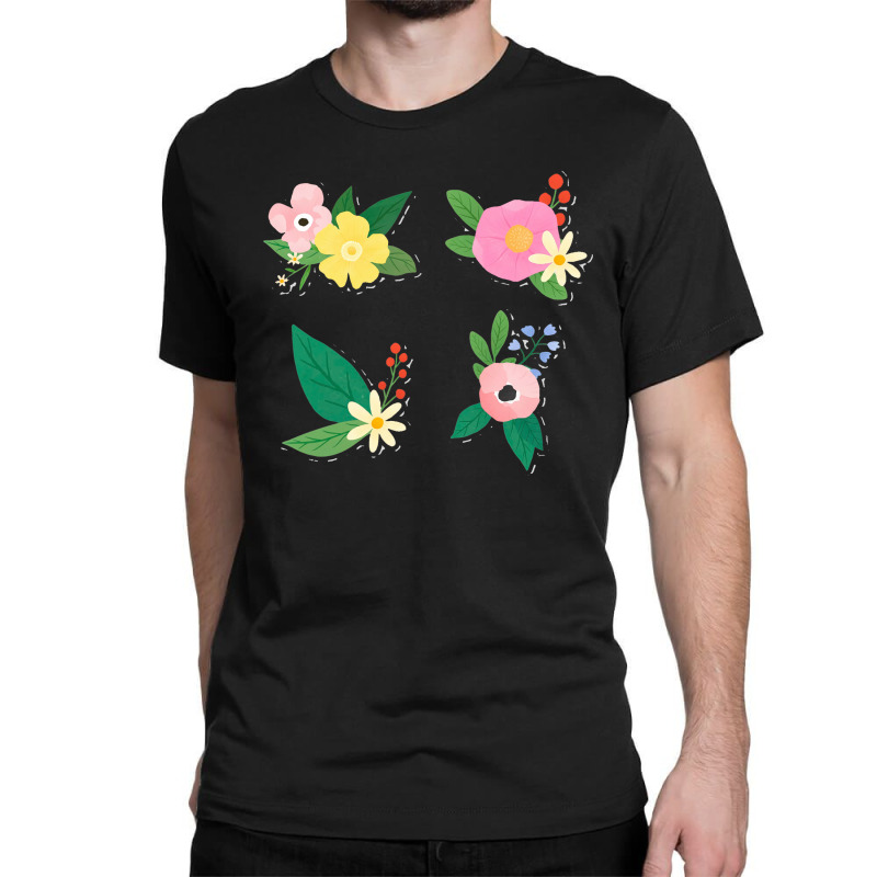 Colorful Floral Sticker Collection Classic T-shirt by annaponder | Artistshot