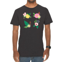 Colorful Floral Sticker Collection Vintage T-shirt | Artistshot