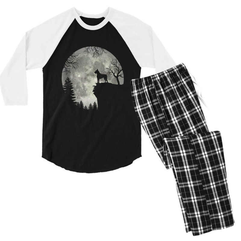 Boxer Dog And Moon Halloween Men's 3/4 Sleeve Pajama Set | Artistshot