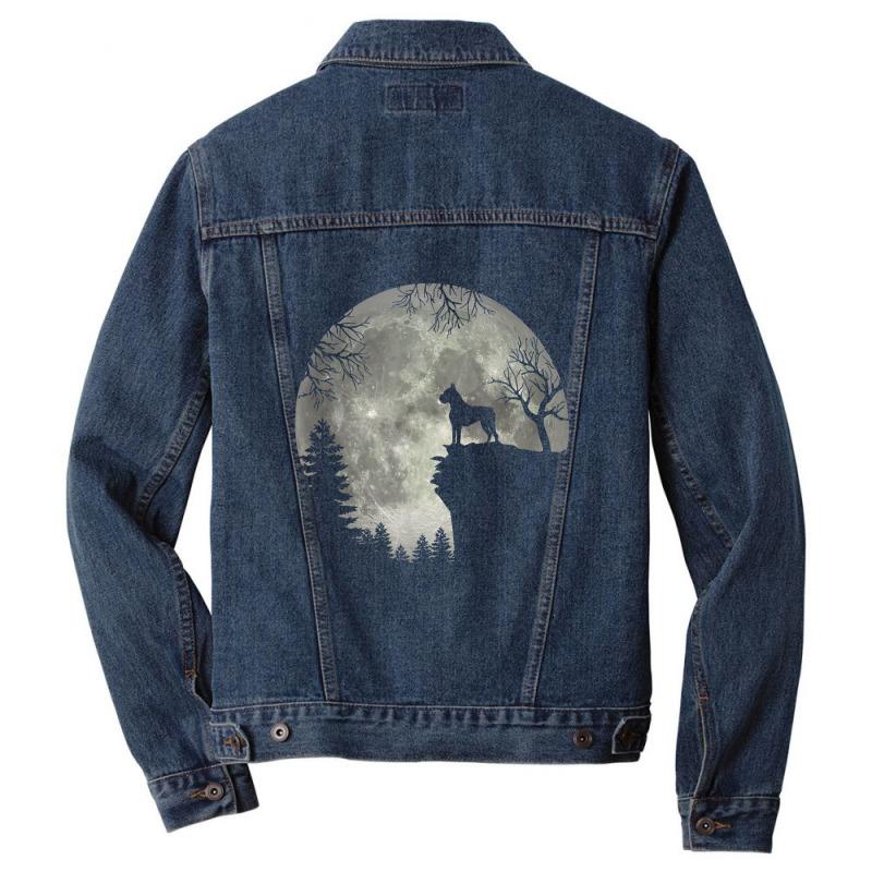 Boxer Dog And Moon Halloween Men Denim Jacket | Artistshot