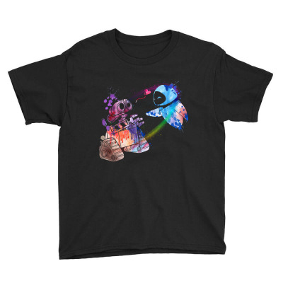 Wall E And Eve Watercolor Youth Tee Designed By Sengul