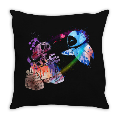 Wall E And Eve Watercolor Throw Pillow Designed By Sengul