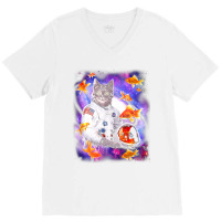 Cat Astronaut In Cosmic Space Funny Shirts For Weird People T Shirt V-neck Tee | Artistshot