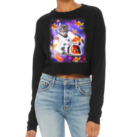 Cat Astronaut In Cosmic Space Funny Shirts For Weird People T Shirt Cropped Sweater | Artistshot