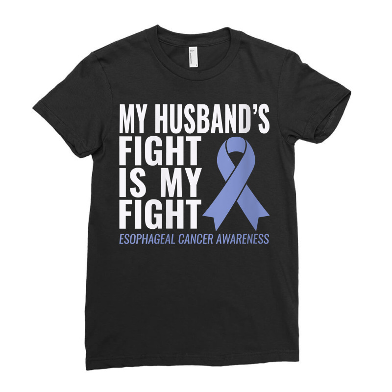 Womens Esophageal Cancer Support My Husband's Fight Is My Fight V Neck Ladies Fitted T-Shirt by evansjalayia | Artistshot