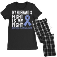 Womens Esophageal Cancer Support My Husband's Fight Is My Fight V Neck Women's Pajamas Set | Artistshot