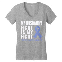 Womens Esophageal Cancer Support My Husband's Fight Is My Fight V Neck Women's V-neck T-shirt | Artistshot