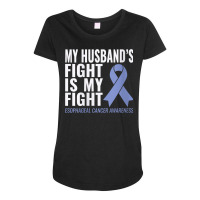 Womens Esophageal Cancer Support My Husband's Fight Is My Fight V Neck Maternity Scoop Neck T-shirt | Artistshot