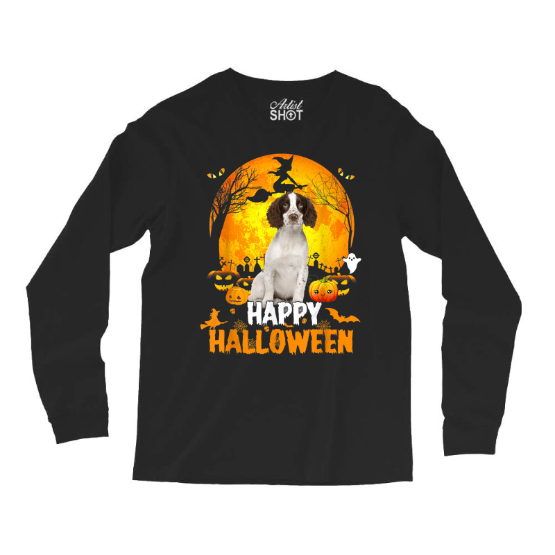 Cavalier King Dog Happy Halloween Day With The Moon Pumpkin Long Sleeve Shirts | Artistshot