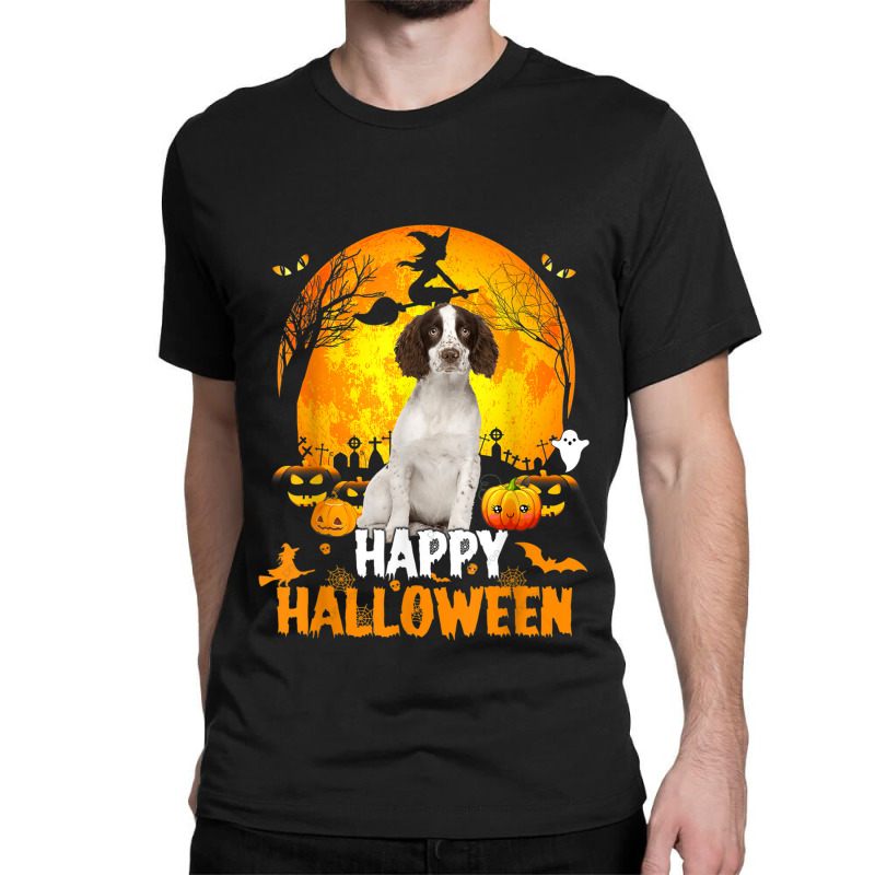 Cavalier King Dog Happy Halloween Day With The Moon Pumpkin Classic T-shirt | Artistshot