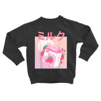 Funny Retro 90s Japanese Kawaii Strawberry Milk Shake Carton T Shirt Toddler Sweatshirt | Artistshot