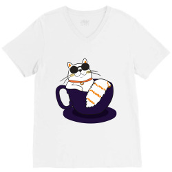 cool cat and coffee V-Neck Tee | Artistshot
