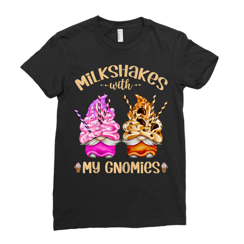 Womens Funny Strawberry Milkshake With My Gnomies   Cute Gnome T Shirt Ladies Fitted T-Shirt by evansjalayia | Artistshot