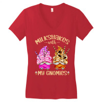 Womens Funny Strawberry Milkshake With My Gnomies   Cute Gnome T Shirt Women's V-neck T-shirt | Artistshot