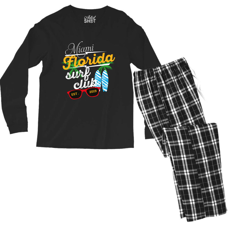 Miami Florida Surf Clup Est 2019 Men's Long Sleeve Pajama Set | Artistshot