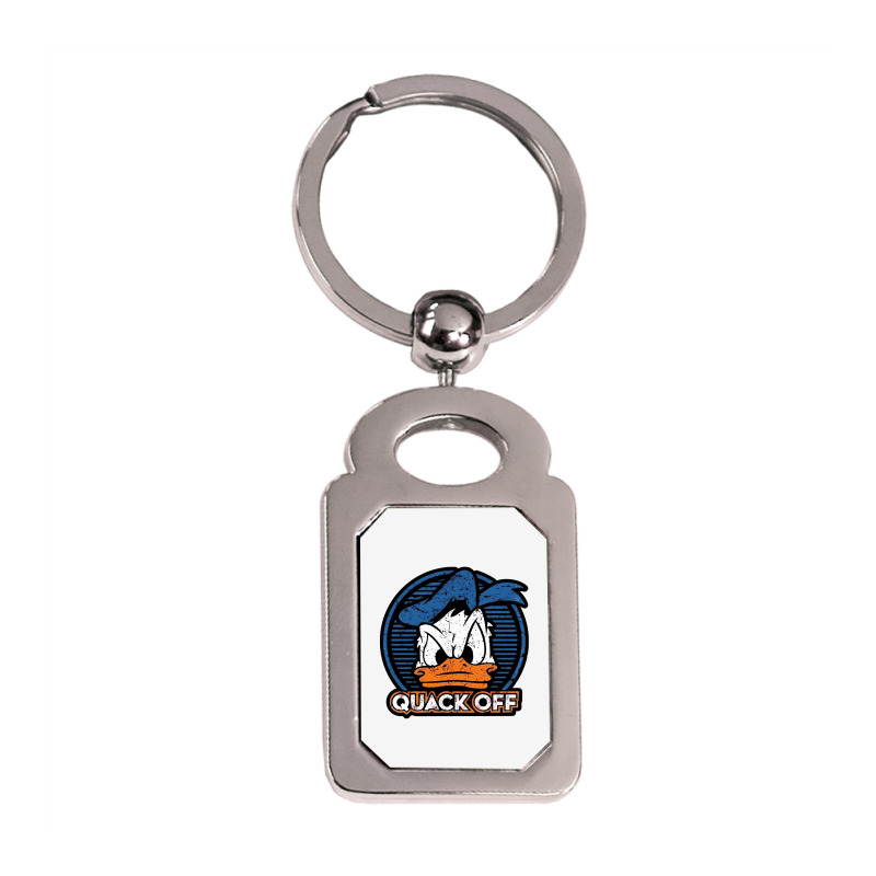 Quack Off Silver Rectangle Keychain | Artistshot