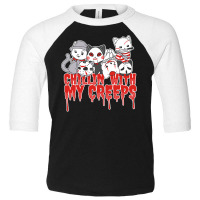 Chillin With My Creeps Cat Horror Serial Killer Halloween T Shirt Toddler 3/4 Sleeve Tee | Artistshot