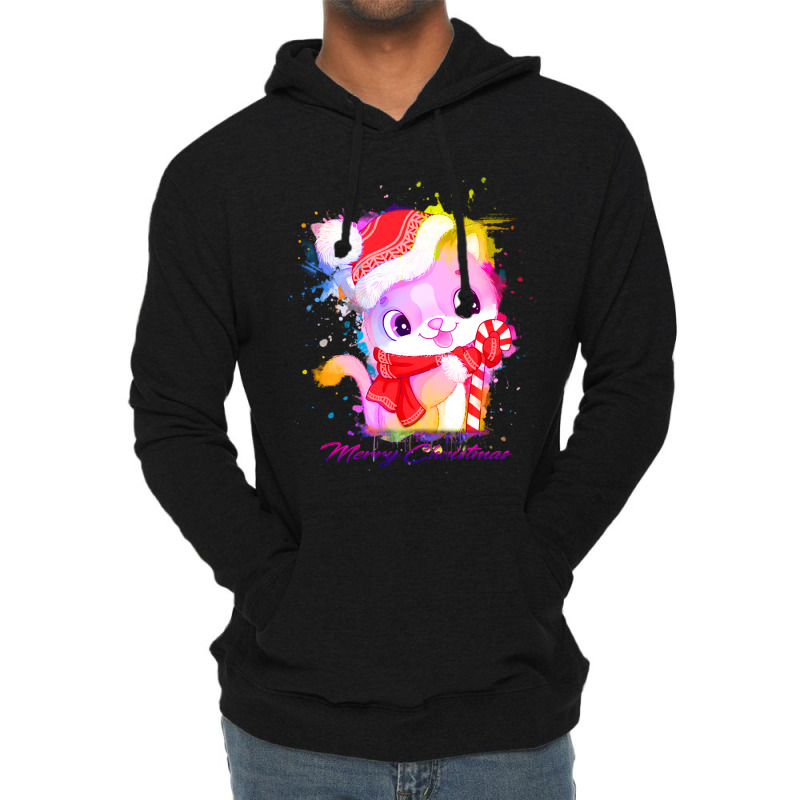 Merry Christmas Cat Lightweight Hoodie | Artistshot