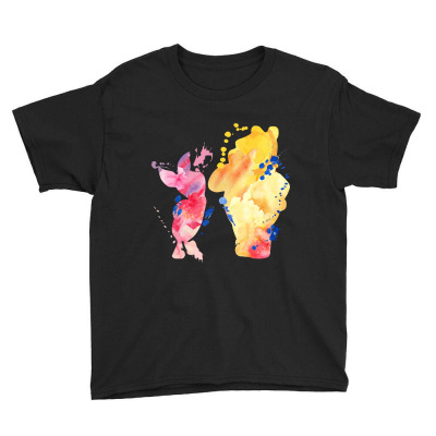 Watercolor Piglet And Winnie Pooh Youth Tee Designed By Sengul
