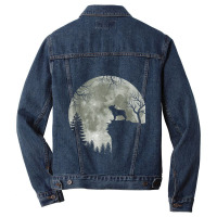 French Bulldog Silhouette In Front Of Moon Halloween Costume Men Denim Jacket | Artistshot