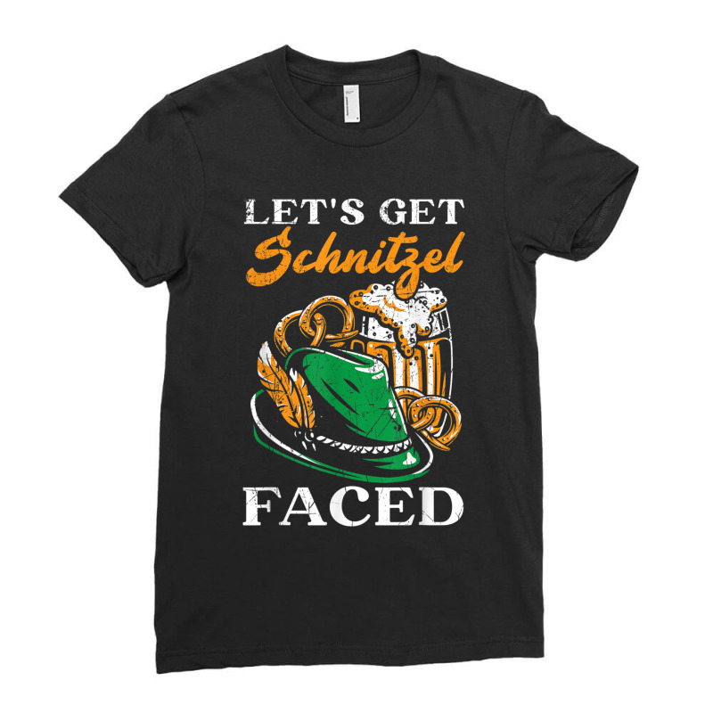 Let Is Get Schnitzel Faced Beer Drinker Oktoberfest T Shirt Ladies Fitted T-Shirt by Great Tshirt | Artistshot