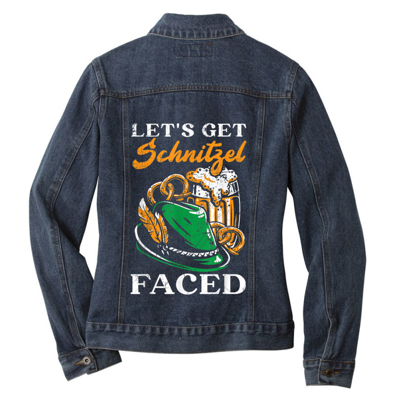 Let Is Get Schnitzel Faced Beer Drinker Oktoberfest T Shirt Ladies Denim Jacket by Great Tshirt | Artistshot