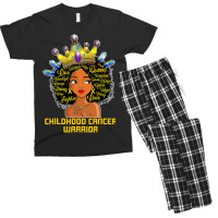 Childhood Cancer Awareness Warrior Black Princess Afro Kids 381 Men's T-shirt Pajama Set | Artistshot