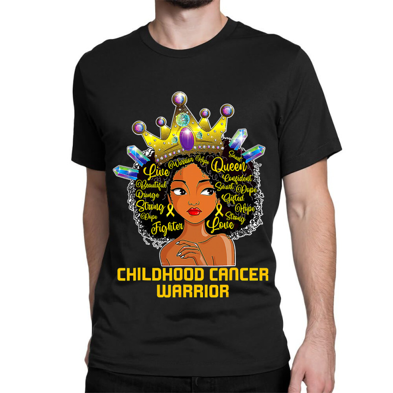 Childhood Cancer Awareness Warrior Black Princess Afro Kids 381 Classic T-shirt by peafowl | Artistshot