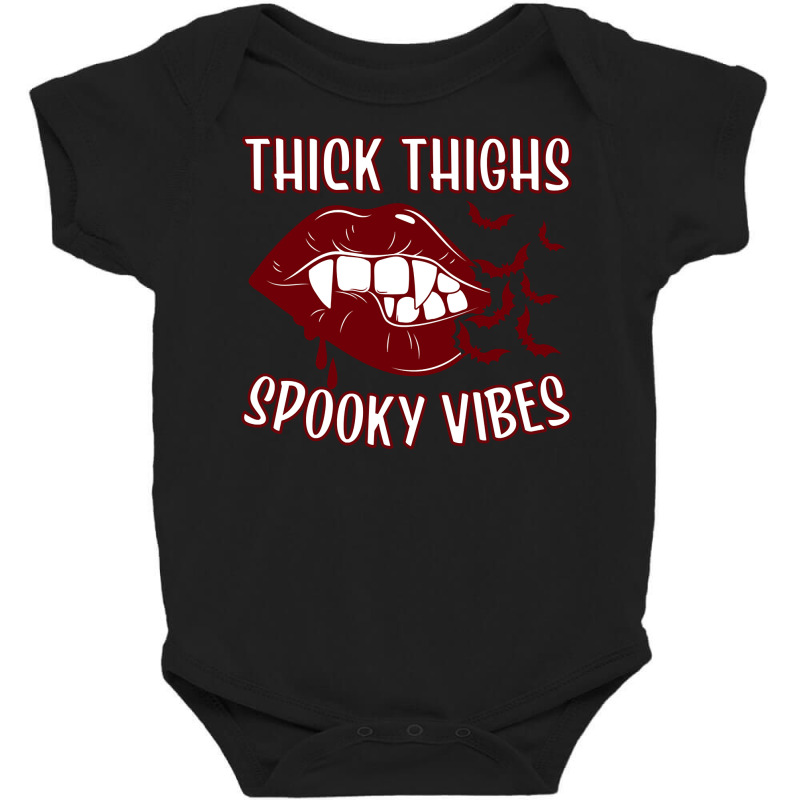 Thick Thighs And Spooky Vibes Vampire Women Bat Lips Pullover Hoodie Baby Bodysuit by toroooo | Artistshot