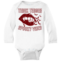 Thick Thighs And Spooky Vibes Vampire Women Bat Lips Pullover Hoodie Long Sleeve Baby Bodysuit | Artistshot